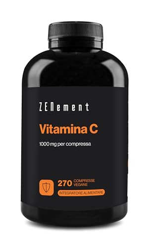 Vitamina C, Vitamina C 1000mg ad Alto Dosaggio, 270 Compresse Vegan (9+ mesi), Vitamina C Pura Compresse, Integratore Difese Immunitarie, Vitamin C Concentrata Acido Ascorbico