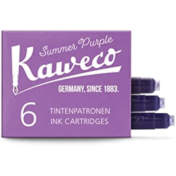 Kaweco Wieczne wkłady atramentowe Summer Purple do piór wiecznych z krótkimi standardowymi wkładami, 6 wkładów wiecznych do wkładów atramentowych, wielu markowych producentów, atrament do piór wiecznych, fioletowy