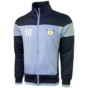 Just 4 Kicks Boy’s Argentina Full Zip Track Jacket, Number 10 Argentina Soccer Jacket Youth Sizes