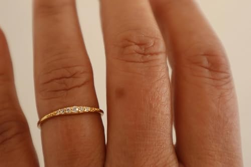 Dainty Moissanite Stacking Ring- Gold Minimalist Simple 925 Sterling Silver Thin Delicate Ring for Women4