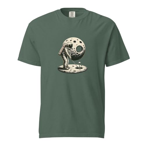 T-shirt astronaute golf original sur la Lune en coton lourd bleu épicéa taille XL