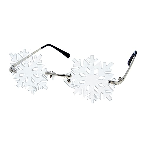 Homoyoyo Rimless Snowflake Glasses for Christmas Party Unique Snowflake Party Sunglasses Photo Props