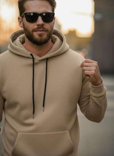Image of Men Regular Fit Fleece ||Black||Hoodie Solid||Sweatshirt-JM3860
