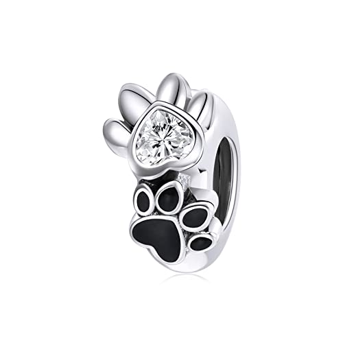 NINGAN 925 plata esterlina mascota garra encanto Clip de pulsera para mujeres Cuentas de zircon brillante
