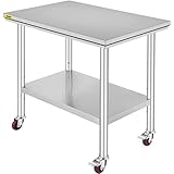 GRANDE SPAZIO DI STOCCAGGIO - Dimensioni del piano del tavolo: 48 x 24 pollici; Trasporta un peso fino a 661 libbre, ottimo per conservare ingredienti aggiuntivi, strumenti di preparazione o piatti da portata in modo che siano a portata di mano.