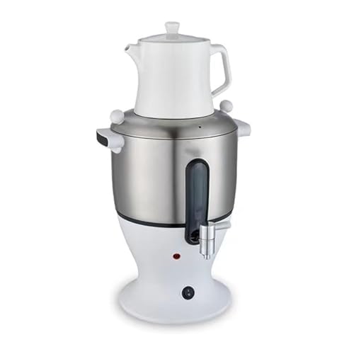 WBRSybUK Tea Maker Double Pot Kettle with Infuser - 6L Electric Samovar Stainless Steel 1500W Keep Warm Function for Russian Tea,White
