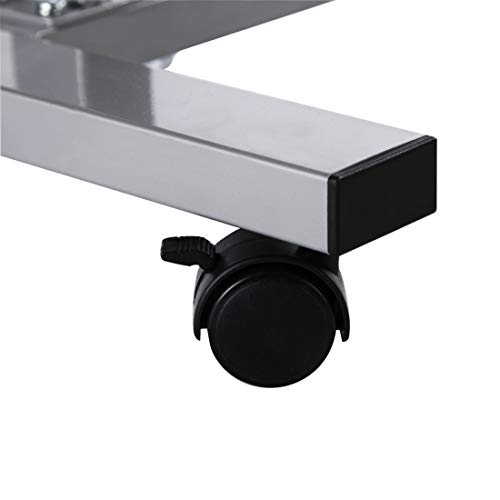 Image of Seville Classics Airlift Height Adjustable Mobile Rolling Laptop Cart Computer Workstation Desk Table for Home, Office, Classroom, Hospital, w /Wheels, Overbed Sit Stand (24 inch), Espresso