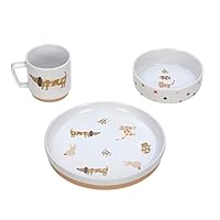 LÄSSIG Geschirrset Porzellan Kindergeschirrset Teller Schüssel Tasse mit Silikonring rutschfest Kindergeschirr/Little Mateys spicy orange