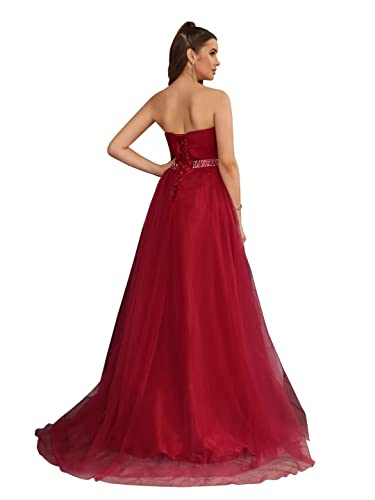 Robe de soirée longue bustier ajusté sans glisser en tulle PCBROS