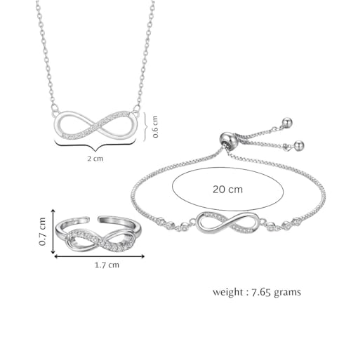 Image of Nilu's Collection Infinity Shape Cubic Zirconia Diamond Bracelet for Women Jewelry for Gift, Adjustable Charm Bracelet