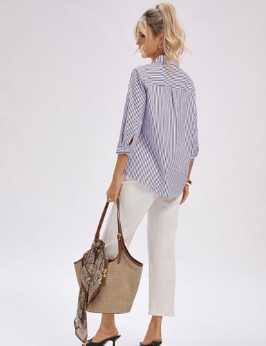 Image of LOMON 3 /4 Length Sleeve Womens Tops Dressy V Neck Collared Shirts Trendy Business Casual Work Blouses Vacation Outfits 2026