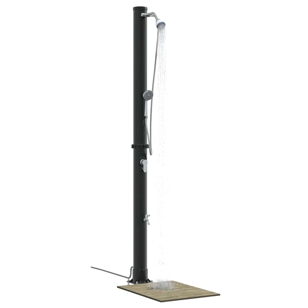 Ducha solar exterior negra de 217 cm PVC y aluminio, ducha solar de jardín con cabezal ajustable, resistente a los rayos UV, ideal para piscinas, jacuzzi, piscina de jardín