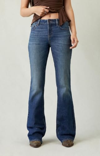 PacSun Women's Jade Low Rise Bootcut Jeans Stretch Dark Blue3