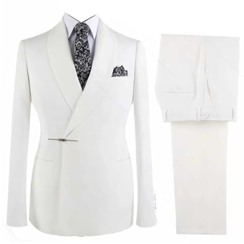 Costume Deux Pièces Homme Mariage Formel Veste Smoking Col Châle et Pantalon Noir