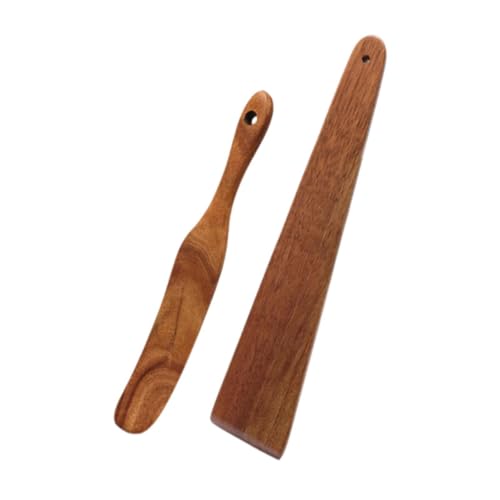 Ronyme Fouet à pâte, spatule à, Outil de Cuisine en Bois pour gratter Les œufs, spatule Plate en Bois pour mélanger, fouetter, mélanger, Frire, remuer, A