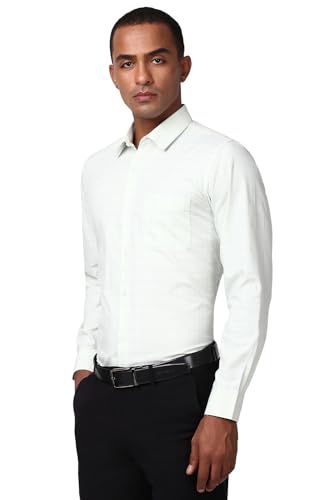 Image of Peter England Men's Classic Wonder Fabric Checkered Slim Fit Formal Shirt | Cotton Rich | Pin Point Oxford