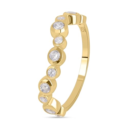 Image of ROOVI Pure 925 Sterling Silver AD Ring For Women I Certificate of Authenticity & 925 Hallmark I American Diamond Gold Plated Rings