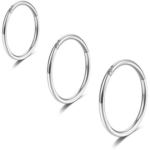 3pcs Hinged Surgical Steel Earring Hoops Cover