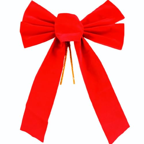 ZHAOYCSH Noeud de Porte de Noël 33x23 cm, Décoration de Noël en Velours Rouge pour Cheminée, Porte d'Entrée, Arbre de Noël, Couronne de Fête, Emballage Cadeau Festival.Grands Arcs de Porte Rouges