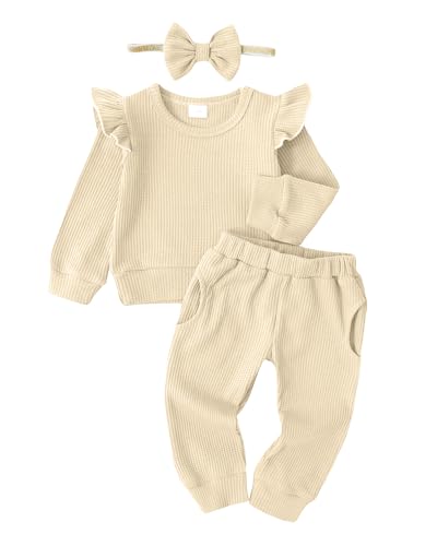 Image of Mioglrie Baby Girl Clothes Infant Toddler Girls Fall Winter Outfits Sweatshirts Clothing Set 3 6 12 18 24 Month 2T 3T