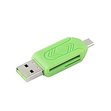 Leitor De Cartão De Memória Adaptador OTG USB Notebook Computador Micro USB Tablet Celular Arquivos De Cartão SD Micro SD Portátil Plug And Play LINHA PREMIUM DUPIN (VERDE)