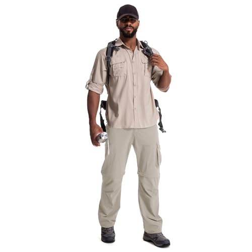Mens Hiking Pants Convertible Quick Dry Zip Off Fishing Travel Safari Pants2