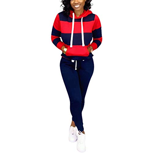 Nimsruc Two Piece Outfits For Women Jogging Suits Casual Small 3136 Red Blue