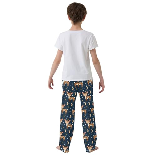 ALAZA Deer Stars Pajamas Bottoms with Pockets Comfy Pjs Sleepwear Elastic Waistband Pajamas Pants Lounge Pants for 6-14 Years3