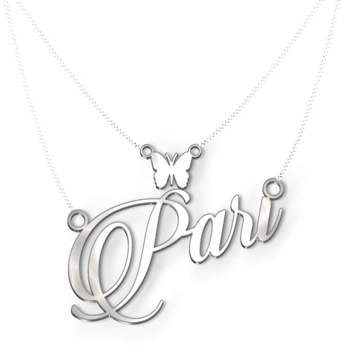Image of Pari Cursive Gold & Silver Name Pendant Necklace, Best Jewelry Gift for Girls.