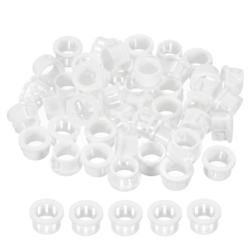 PATIKIL 60Pcs Passe Fil Plastique, 15.8mm Diamètre de Montage Œillets pour Câble, Bagues de Fixation, Attaches de Verrouillage en Nylon pour Câbles Métalliques et Tuyaux, Blanc