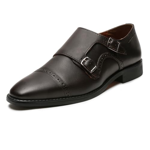 Image of LOUIS STITCH Men's Formal Shoes | Italian Leather Double Monk Strap Handcrafted | Stylish Lace-Up Business, Formal, (LSRXDM)