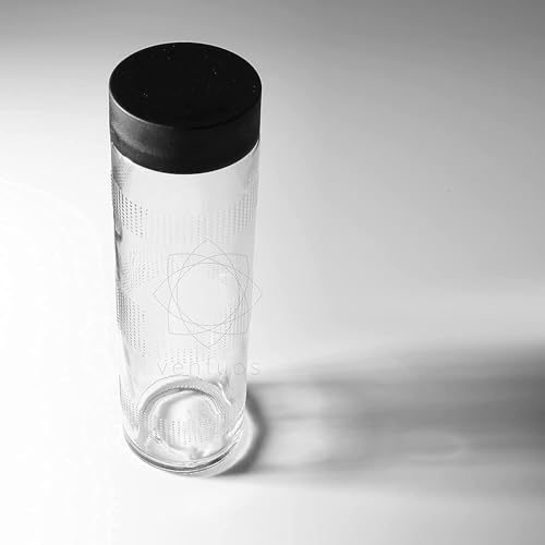 Image of 1000ml Glass Food Grade Airtight Water Bottle with Leak-Proof Black-Color Plastic Lid - Water, Smoothie, Juicer and Beverage Glasses (2, Black Rio)