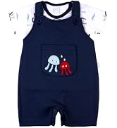 Macacão Bebê Menino Curto em Suedine 100% Algodão - Polvos com Camiseta Interna Estampada