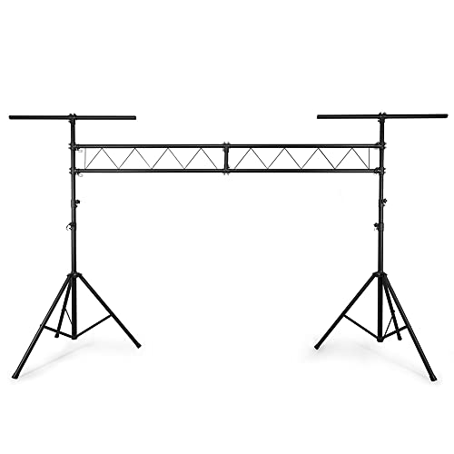 beamz DJ Lighting Truss Bridge Stand Adjustable Portable Aluminium Stage Rig with Tripod T-Bar System 3m Width & 4m Max Height (60kg Max Load) for Discos Clubs Parties Live Events