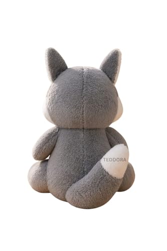 Image of Fox Soft Toy for Girls Boys Kids, Grey, Animal Stuffed Baby Teddy Gift Birthday, 20 cm