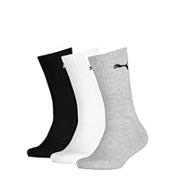 PUMA Kid's Junior Crew Socks (3 Pack), Grey/White/Black, 13 US - 2.5 US