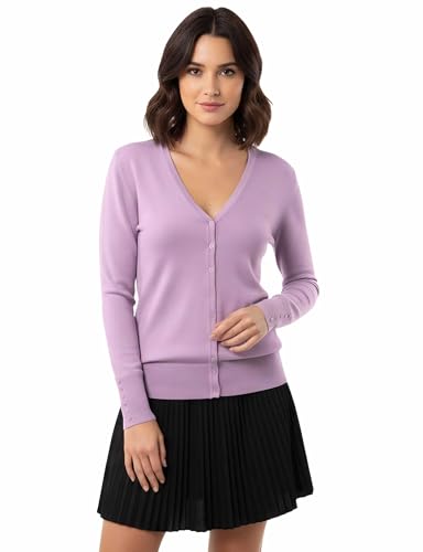 Image of Allsense Women's Long-Sleeve V-Neck Cardigan Sweater | Button Down, Lightweight Soft Knit