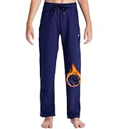 DEVOROPA Youth Boys' Fleece Lined Sweatpants Open Bottom Water Resistant Winter Thermal Track Ath...