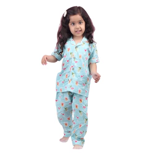 Image of POLKA TOTS 100% Pure Cotton Half Sleeve Night Suit for Kids, Girls & Boys | Cotton Pyjama Set | Unisex Night Dress for Children | Night Suit for Girls |Sleepwear for Kids | Winter Night Dress for Boys