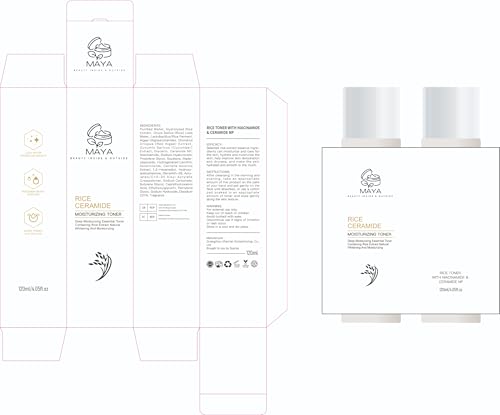 MAYA BEAUTY INSIDE & OUTSIDE MAYA Rice Ceramide Moisturizing Toner Hydrating Face Toner with Rice Extract, Ceramide NP & Niacinamide, Brightening & Soothing Formula for Smooth, Supple Skin 120 ml