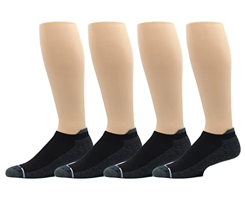 Dr. Motion Mens Low Cut Cushioned Breathable Compression Ankle Socks with Arch Support 4 Pairs (Black Pack)