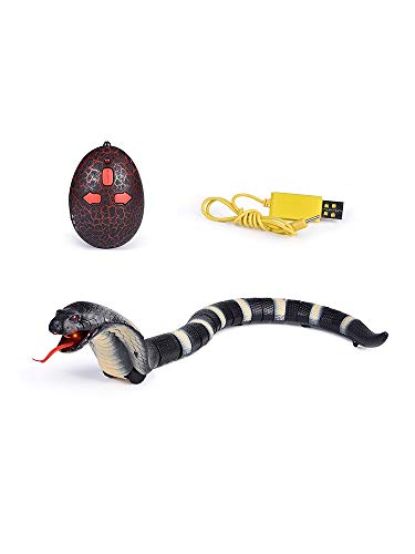 Giveme5 RC Snake Toy, 17" Detachable Remote Control Snake Toy Rechargeable RC Snake Realistic Cobra Toy for Kids Birthday Party Gift Play (Black)