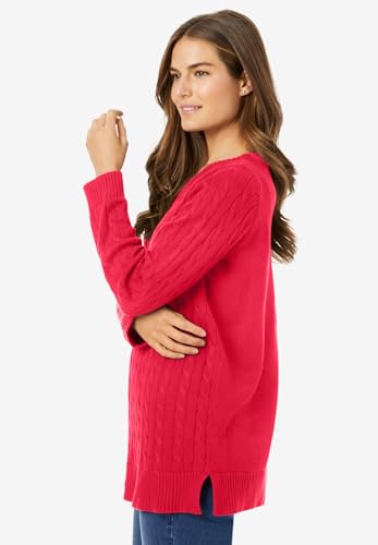 Woman Within Plus Size Cable Knit V-Neck Pullover Sweater3