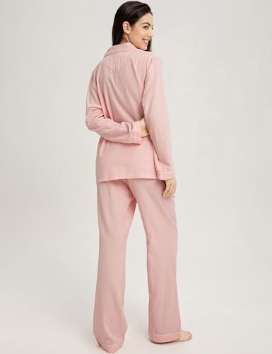 Image of Womens Muslin Pajama Set 100% Cotton Double Gauze Linen Like | Breathable Soft Comfort Button Up Loungewear Sleepwear PJ Set