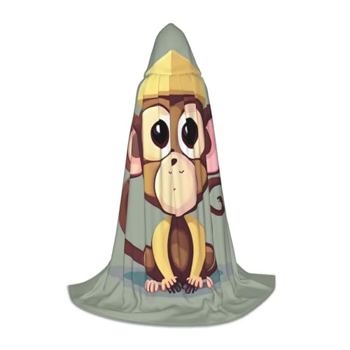 Cape à capuche imprimé singe mignon et fluide pour déguisement