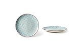 Set 4 Piatti in Stoneware Fill 21336 Set 4 Piatti in Stoneware, Collezione Althea, Fiore Azzurro