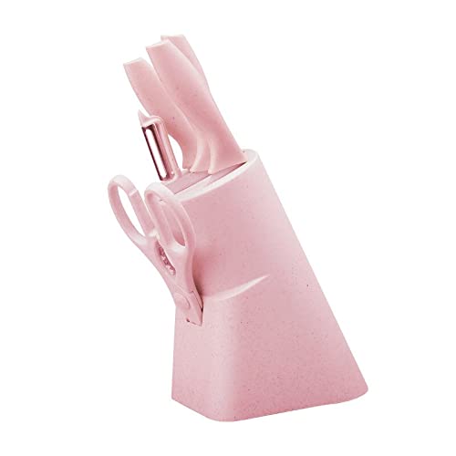 Knife Set, 6pcs Kitchen Knife Set Stainless Steel Knives Block Set Chef Knife Kitchen Shears Peeler Cutlery Set Utensil Gadget Tools Kitchen Knife Set BY ZZYY (Color : Pink) Knife Set, 6pcs Kitchen Knife Set Stainless Steel Knives Block Set Chef Knife Kitchen Shears Peeler Cutlery Set Utensil Gadget Tools Kitchen Knife Set BY ZZYY (Color : Pink)