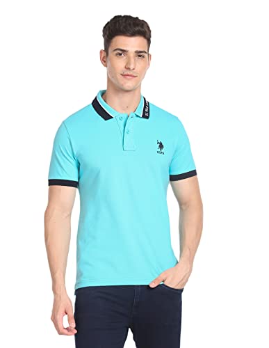 Image of U.S. POLO ASSN. Solid Slim Fit Polo T Shirts for Men - 100% Cotton, Half Sleeves Mens Tshirt