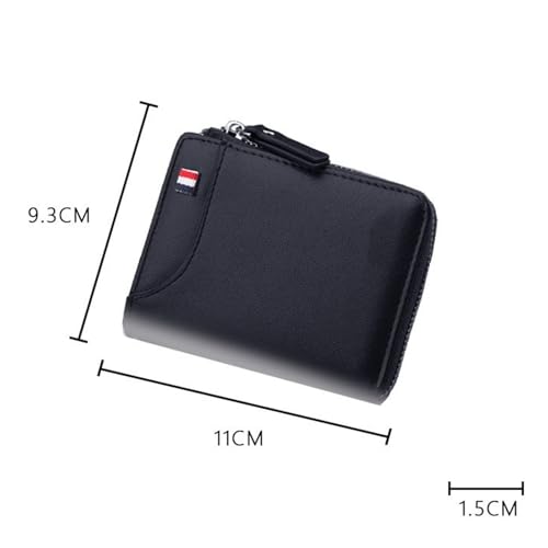 men's wallet PU Leather Short Wallet for Men Casual Zipper Coin Pouch Compact Stylish Design(Brown)2