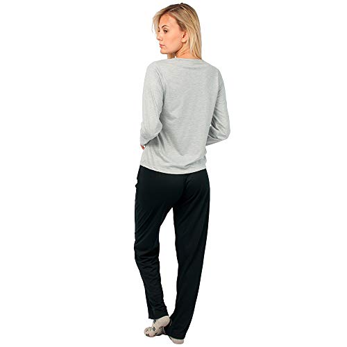 Conjunto Pijama Feminino Básico Manga Longa Part.B (GG, Cinza e Preto)